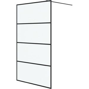 vidaXL Inloopdouchewand 115x195 cm mat zwart glas Inloopdouche - Douchewand - ESG-glas - Zwarte Douchewand - Badkamerspiegel