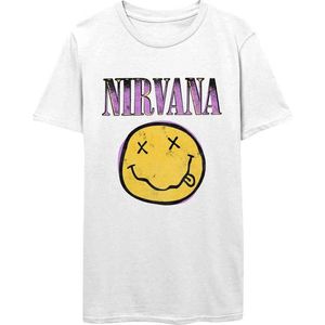 Nirvana - Xerox Happy Face Pink Heren T-shirt - XL - Wit