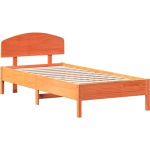 vidaXL-Bedframe-met-hoofdbord-massief-grenenhout-wasbruin-100x200-cm