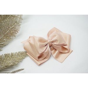 Haarstrik Satijn glitter - Parel Roze 123 – Grote strik – Kerst accessoire - Haarclip - Bows and Flowers