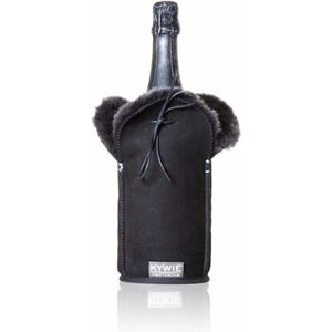 Kywie - Champagne koeler van 100% natuurlijke Texelse schapenvacht - Kleur: Zwart