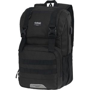 Goloni Casual Travel rugzak zwart - Lichtgewicht rugzak - met USB oplaadpoort - Anti diefstal zak