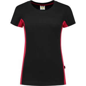 Tricorp t-shirt bi-color Dames - 102003 - zwart / rood - maat 3XL