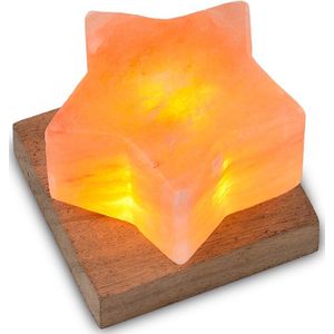 Himalaya Zoutkristal Led Lamp Ster Oranje - 9x5,5 cm - uniek cadeau