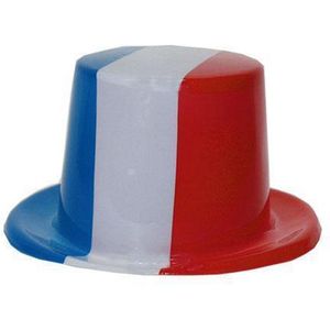 Hoge hoed in Franse vlag kleuren - Plastic - Voor volwassenen - Verkleed accessoires