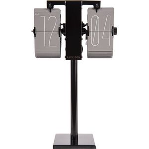 Flipklok No Case Mini - Warm Grijs - Zwarte standaard - 20,6x7,5cm