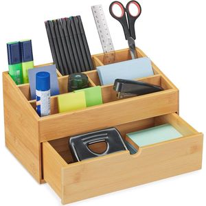 Bureau Organizer met 6 Lades van Bamboe - Desk Organizer voor een Opgeruimd Bureau