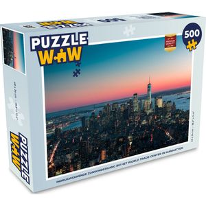 Puzzel Indrukwekkende zonsondergang bij het World Trade Center in Manhatten - Legpuzzel - Puzzel 500 stukjes