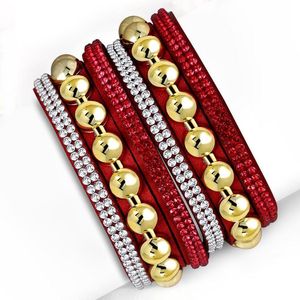 Montebello Armband Aida Red - Leer - Bolletjes - 20cm