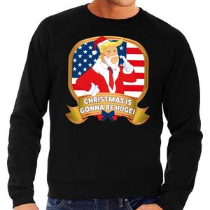 Foute kersttrui / sweater - zwart - Trump Christmas is gonna be Huge heren S