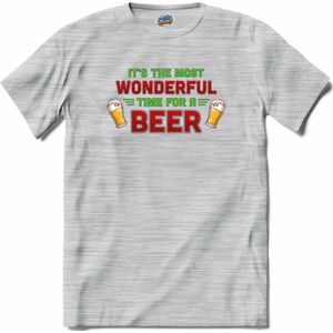 It's the most wonderful time for a beer - foute bier kersttrui - T-Shirt - Meisjes - Donker Grijs - Gemêleerd - Maat 12 jaar