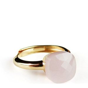 Ring in zilver geelgoud verguld model pomellato roze opaque