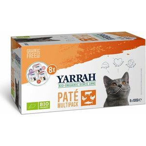 8x Yarrah Bio Kattenvoer Multipack Paté Graanvrij Kip - Rund 8 x 100 gr