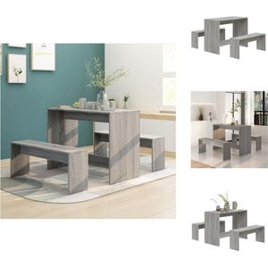 vidaXL Eethoek - Eetset - 102x50x75 cm - Grijs Sonoma Eiken - Set tafel en stoelen