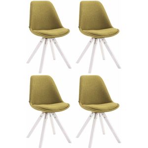 CLP Toulouse Set van 4 Stoelen - Zonder armleuning - Vierkant frame - Stof - groen wit