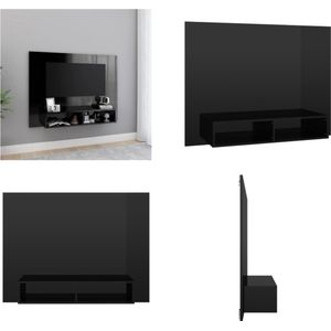 vidaXL Tv-wandmeubel 120x23-5x90 cm spaanplaat hoogglans zwart - Tv-wandmeubel - Tv-wandmeubels - Tv-wandkast - Tv-wandkasten