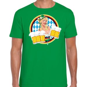 Bellatio Decorations Oktoberfest verkleed t-shirt voor heren - Duits bierfeest kleding - groen XXL