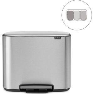 Brabantia Bo Prullenbak - 3 x 11 liter - Afvalscheiding - Matt Steel Fingerprint Proof