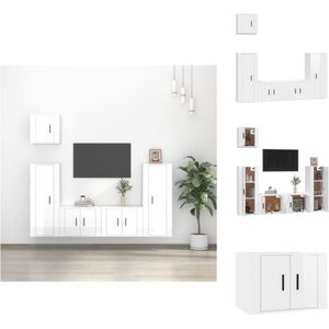 vidaXL Tv-meubel set - Klassiek - Hoogglans wit - 57x34.5x40 cm / 40x34.5x100 cm / 40x34.5x40 cm - Kast