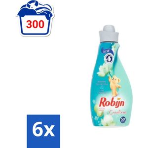 Robijn Creations - Wasverzachter - Waterlelie & Limoen - 1,25L - 50 Wasbeurten - Voordeelverpakking - 6 stuks