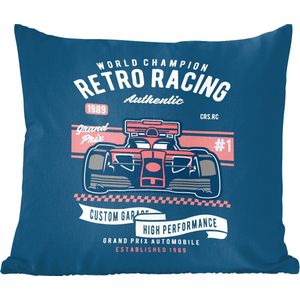 Sierkussen - Auto Racebaan Vintage - Multicolor - 40 Cm X 40 Cm