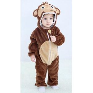 Budino Baby Romper Pyjama Onesie Aap Dier - Bruin - maat 80