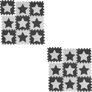 18 x puzzelmat ster - speelmat - speelkleed - vloerpuzzel - speeltapijt - grijs