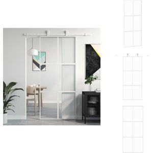 vidaXL Schuifdeur - Schuifdeuren - Schuurdeur - Schuifdeur Op Rail - Schuifdeur 90x205 cm gehard glas en aluminium wit