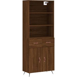 vidaXL - Hoge - kast - 69,5x34x180 - cm - bewerkt - hout - bruin - eikenkleur