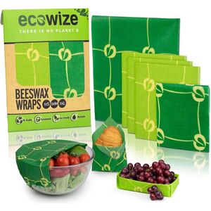 Bijenwas Wraps (Bijenwas Doek) - Set van 5 - 1S, 3M, 1L - Beeswax Wraps - Bee Wrap - Beewax - Bijenwasdoek - Zero Waste - Cadeau - Herbruikbaar Boterhamzakje
