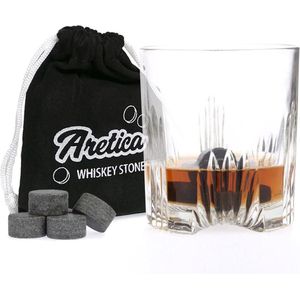 Aretica Whiskey stenen / Whiskey stones / Ijsblokjes / Whiskey / Whiskey set / Whiskey gift set / Geschenkdoos / Gift box / Geschenkset - Rond - 9 stuks