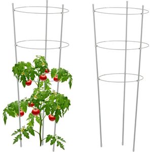 Relaxdays plantensteun 76 cm - set van 2 - tomatensteun - klimplantensteun tuin - rond