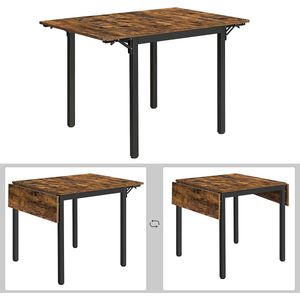 Inklapbare eettafel - keukentafel voor 2-4 personen, voor kleine ruimtes, vintage bruin-zwart