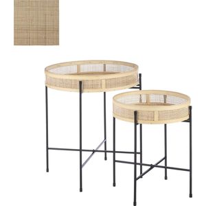 Mica Decorations Leandro Bijzettafel - Set van 2 - H53 x Ø45 cm - Zwart