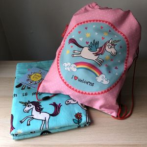 Eenhoorn kinder handdoek met sporttas / trekkoord tas / zwemtas - Tyrrell Katz