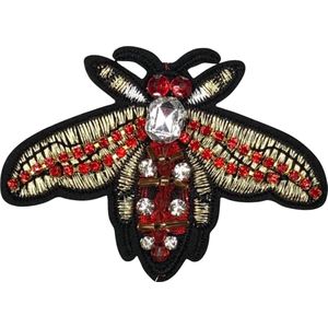 Bij Strass Op Naai Fashion Part Rood Goudkleurig 7.9 cm / 6 cm / Rood Goud Zwart