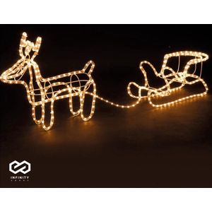 Infinity Goods Rendier Met Slee - Kerstverlichting - Buiten Binnen- LED Figuur - Kerstversiering - 3D Lichtslang - Kerst - Warm Wit