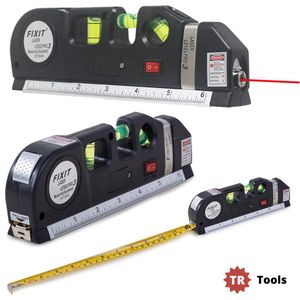 T.R. Tools - Levelpro3 Laserwaterpas - Incl. Rolmaat 2,50 meter - Incl. Batterijen - 3 Verschillende lasers - Kruislijnlaser - Horizontale en Verticale Laser - Klussen - Waterpassen