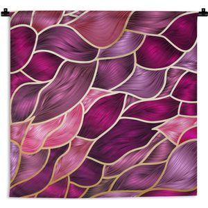Wandkleed Goud Geverfd - Abstracte achtergrond met paars en goud Wandkleed katoen 60x60 cm - Wandtapijt met foto