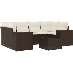 vidaXL 7-delige Loungeset Poly Rattan Bruin Tuinbank - Lounge Set - Buitendecoratie - Outdoor Furniture - Relaxstoel