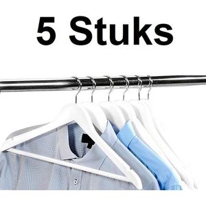 5 Stuks - Luxe FSC® houten kledinghangers - Stevige klerenhangers met broekstang - Kleerhanger - Broekenstang - 44,5 Cm. Breed