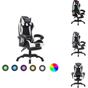 vidaXL Kantoorstoel - Kantoorstoelen - Kantoor Stoel - Kantoor Stoelen - Racestoel met RGB LED-verlichting kunstleer wit en zwart