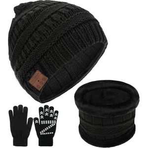 Bluetooth-muts 3-in-1 met antislip handschoenen - Warme winterhoed - USB-oplaadbaar - Uniseks