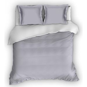 Warme Flanel Tweepersoons Dekbedovertrek Uni Grijs/Wit | 200x200/220 | Hoogwaardig En Zacht | Ideaal Tegen De Kou