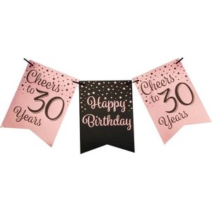 Party flag banner rose/black - 30