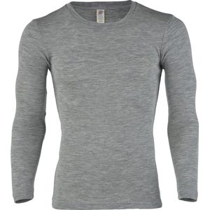 Engel Natur Heren Shirt Lange Mouw Zijde - Bio Merino Wol GOTS - grijs 50/52(L)