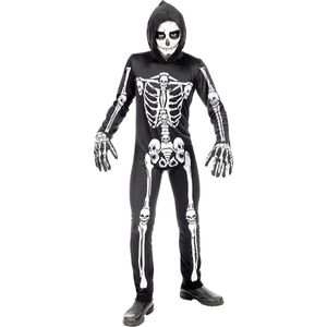 Widmann - Spook & Skelet Kostuum - Botten En Beenderen Skelet Halloween Kind Kostuum - Zwart / Wit - Maat 128 - Halloween - Verkleedkleding