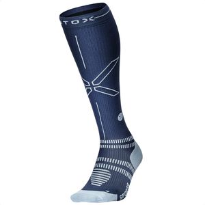 STOX Energy Socks - 2 Pack Sportsokken voor Vrouwen - Premium Compressiesokken - Kleuren: Blauw-Licht Blauw - Zwart-Grijs - Maat: Large - 2 Paar - Voordeel