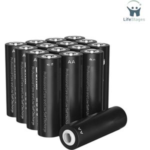 LifeStages - Oplaadbare Batterijen AA - Oplaadbare Batterijen AA - 2800mAh Hoge Capaciteit AA Batterijen - 1,2V AA NI-MH AA Batterijen Oplaadbaar - Lage Zelfontlading - Set van 16