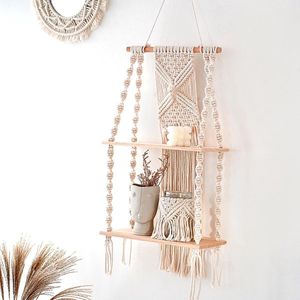 Inovra ® Moderne Handgeweven Macramé Wandplank voor Woonkamer, Slaapkamer en Balkon